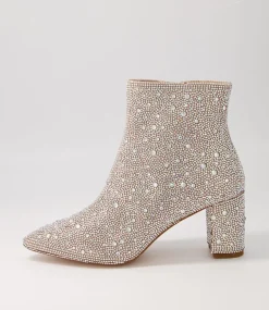 Glister Silver Jewel Fabric Ankle Boots
