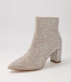 Glister Silver Jewel Fabric Ankle Boots