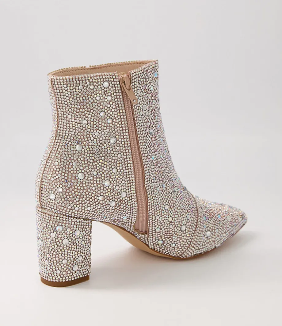 Glister Silver Jewel Fabric Ankle Boots