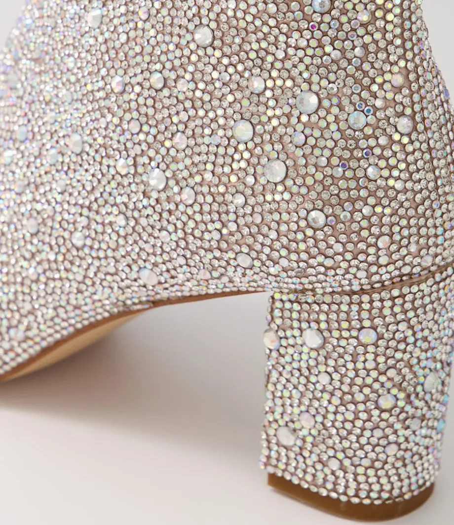 Glister Silver Jewel Fabric Ankle Boots