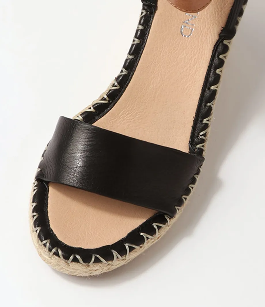Gonice Black Tan Leather Espadrilles
