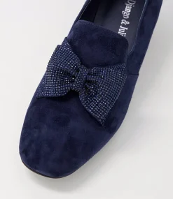 Grenada Navy Suede Jewels Heels