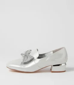 Grenada Silver Shimmer Leather Jewels Heels
