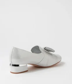 Grenada Silver Shimmer Leather Jewels Heels
