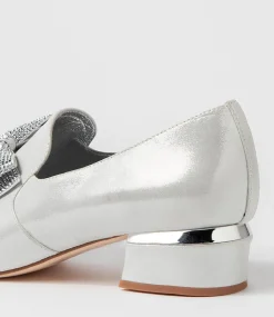 Grenada Silver Shimmer Leather Jewels Heels