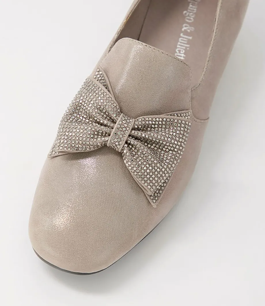 Grenada Taupe Leather Jewels Heels