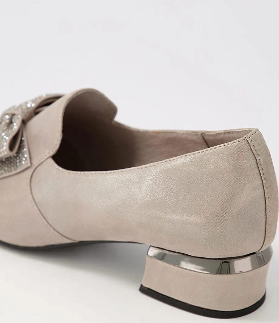Grenada Taupe Leather Jewels Heels
