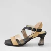 Greta 35 Desert Black Leather Vinylite Sandals