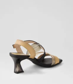 Greta 35 Desert Black Leather Vinylite Sandals