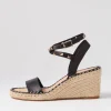 Guicey Black Leather Espadrilles