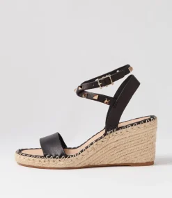 Guicey Black Leather Espadrilles