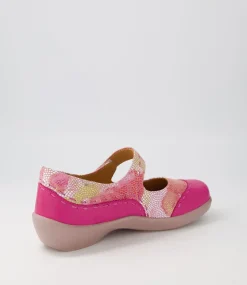 Gummibear W Fuchsia Pinwheel Leather Flat Shoes