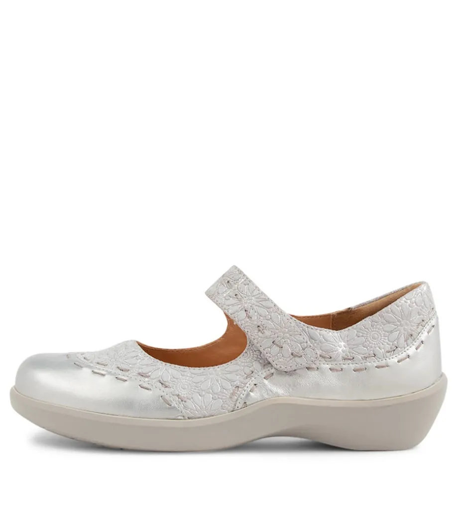 Gummibear Xw Silver Daisy Leather Flat Shoes