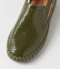 Habiki Khaki Patent Leather Sneakers