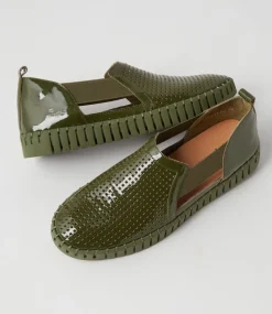 Habiki Khaki Patent Leather Sneakers