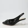 Hadia Black Clear Heel Patent Leather Heels