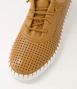 Haide Dark Tan White Leather Sneakers