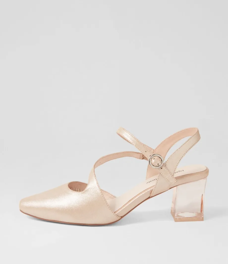 Halian Nude Shimmer Leather Heels