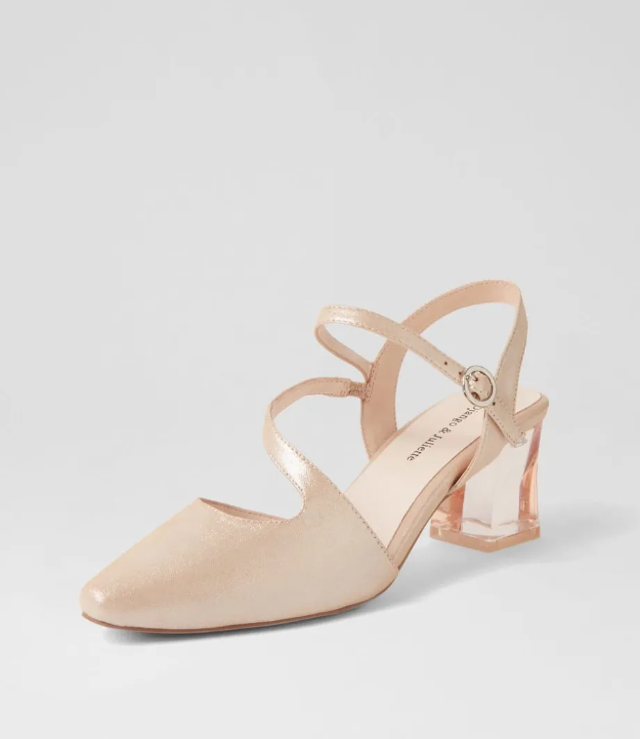 Halian Nude Shimmer Leather Heels