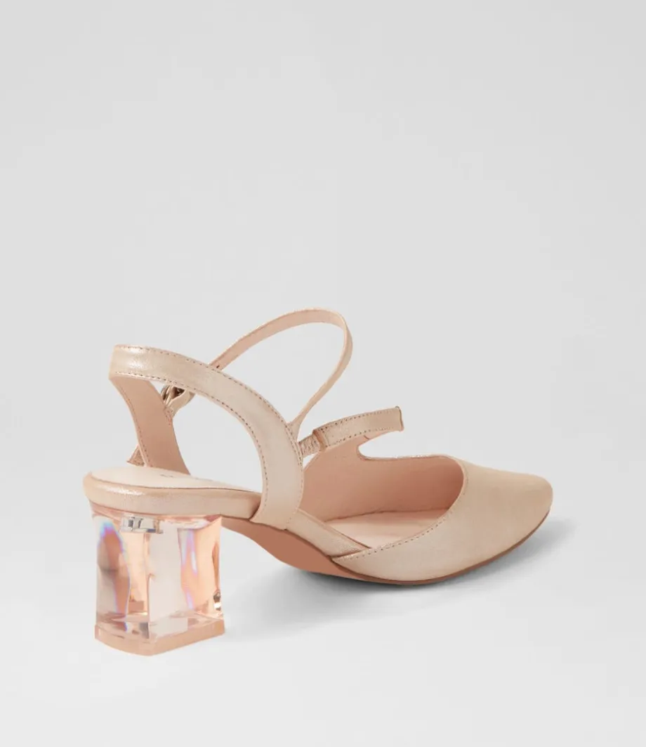 Halian Nude Shimmer Leather Heels