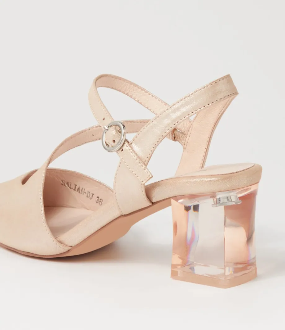 Halian Nude Shimmer Leather Heels