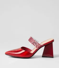 Hallams Red Mirror Patent Heels