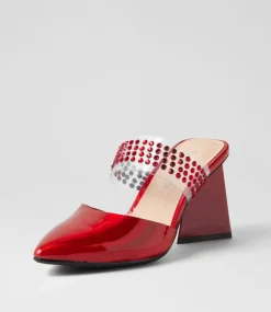 Hallams Red Mirror Patent Heels