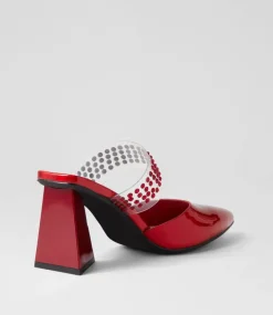 Hallams Red Mirror Patent Heels