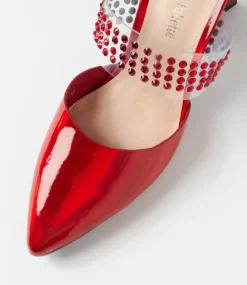 Hallams Red Mirror Patent Heels