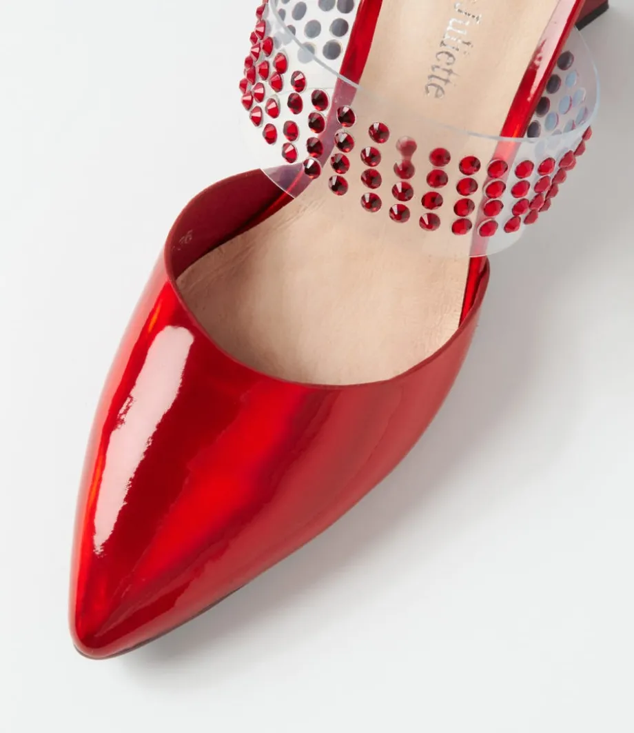 Hallams Red Mirror Patent Heels