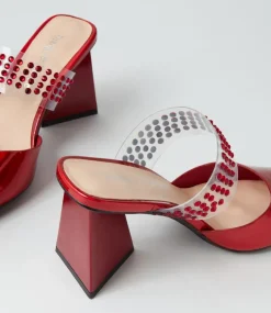 Hallams Red Mirror Patent Heels