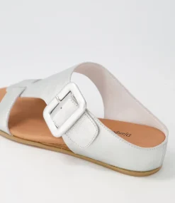 Halle Silver Leather Slides