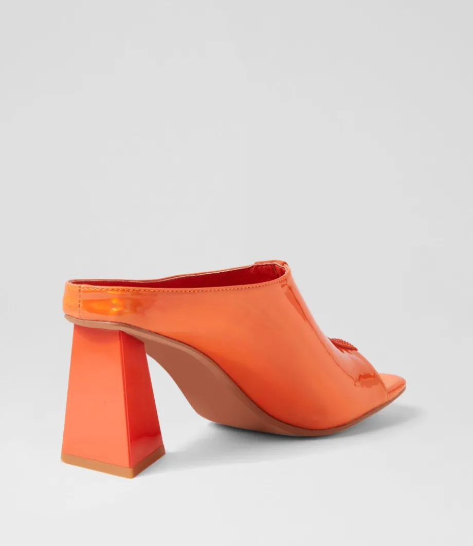Halley Orange Mirror Patent Mules