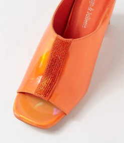 Halley Orange Mirror Patent Mules