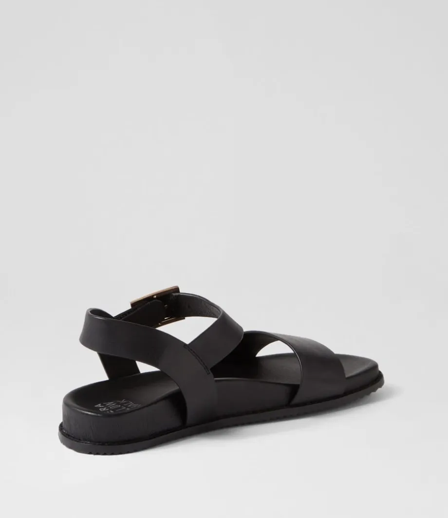 Hammil W Black Leather Sandals