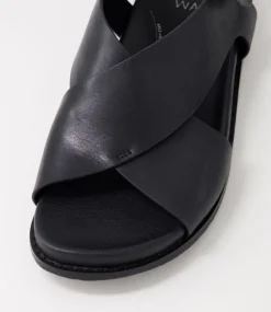 Hanako W Black Leather Sandals