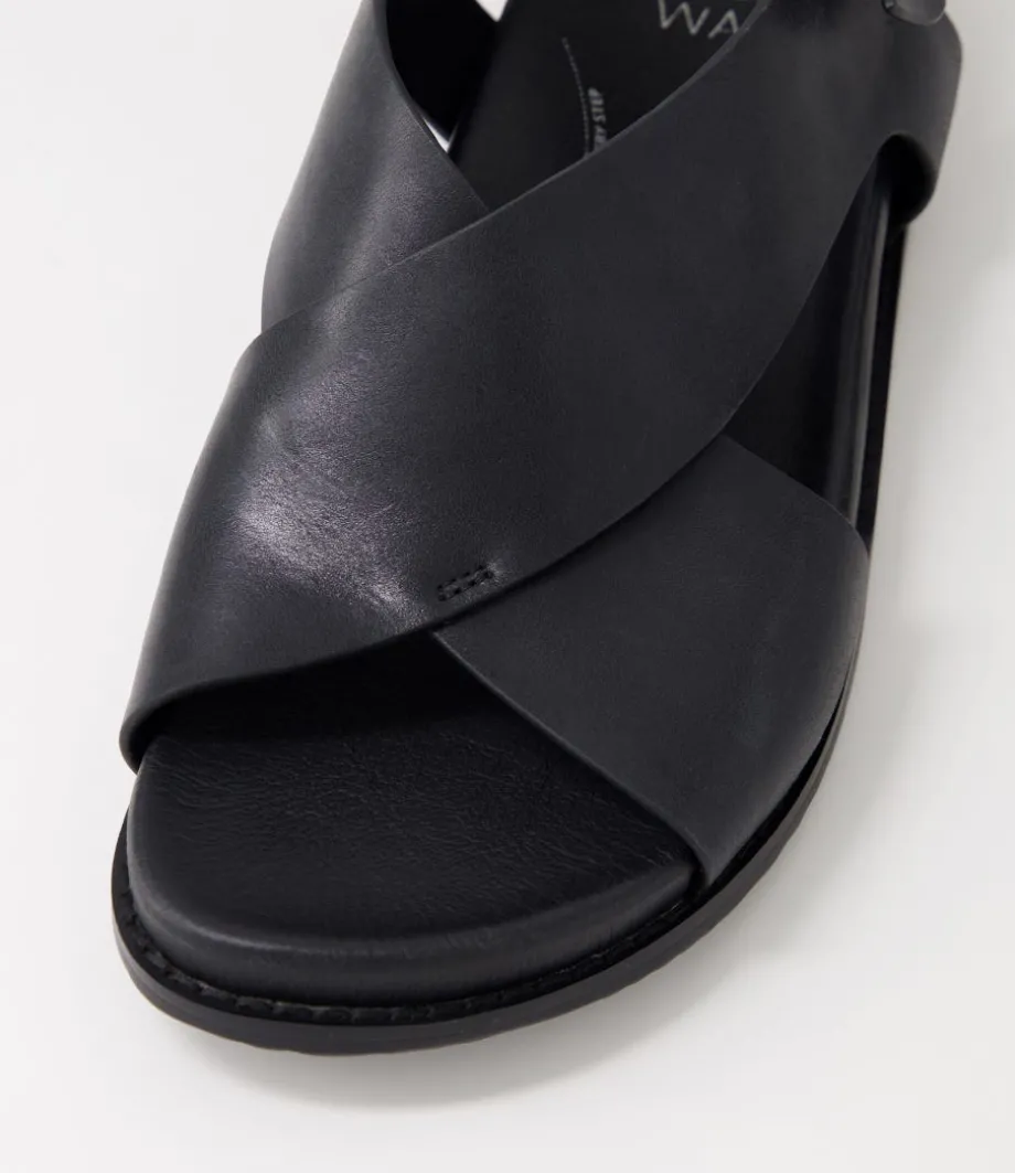Hanako W Black Leather Sandals