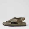 Hanako W Olive Leather Sandals