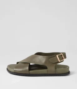 Hanako W Olive Leather Sandals