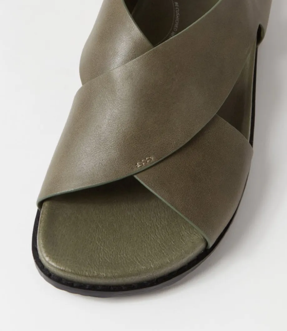 Hanako W Olive Leather Sandals