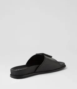 Hanyu W Black Leather Slides