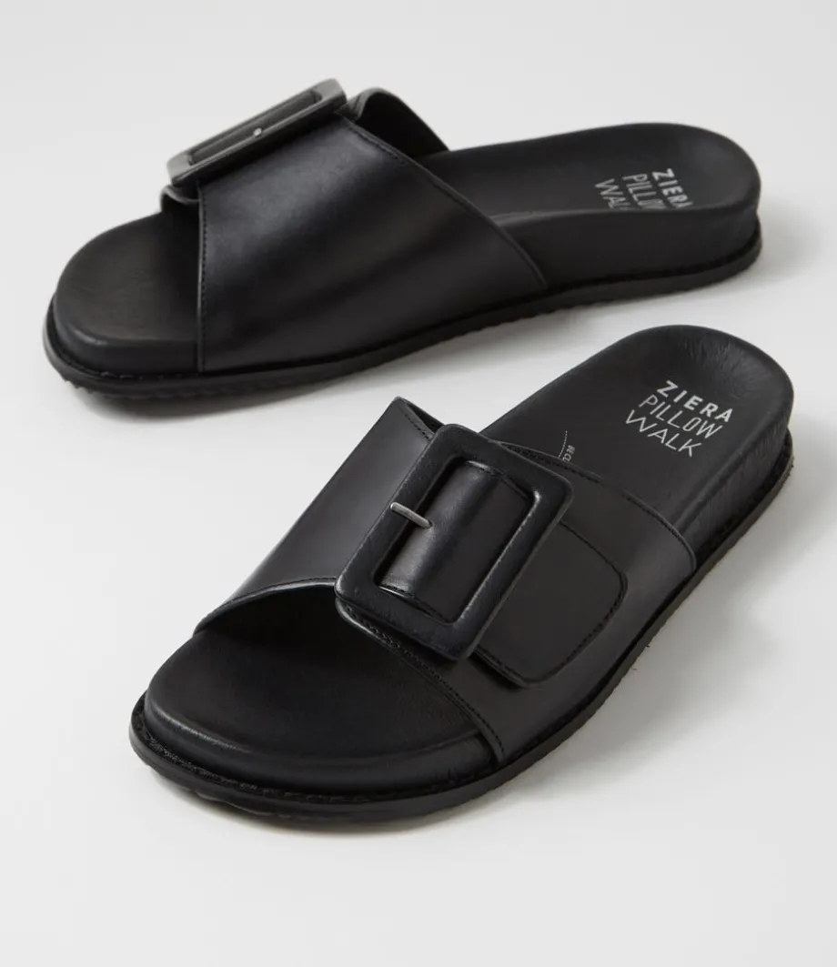 Hanyu W Black Leather Slides