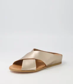 Harli Champagne Leather Slides
