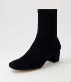 Hartful Black Stretch Microsuede Ankle Boots