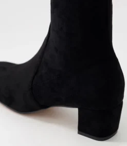 Hartful Black Stretch Microsuede Ankle Boots