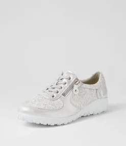 Havy Silber Weiss Leather Sneakers