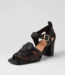 Hayat Black Leather Sandals