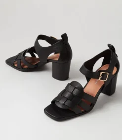 Hayat Black Leather Sandals