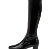 Hayleys Black Patent Pu Knee High Boots
