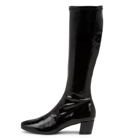 Hayleys Black Patent Pu Knee High Boots